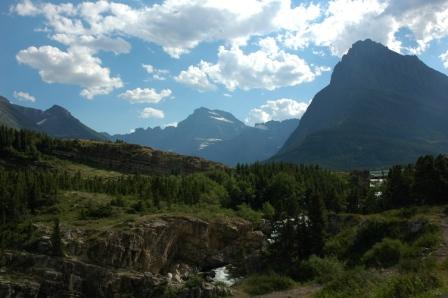 Mountain landscape beneath a changing sky